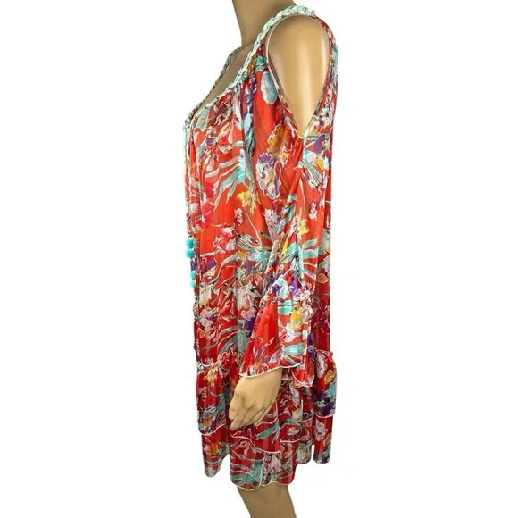 My Story Paris Limited Edition Dress Sheer Women Floral Bohemian Size L - Picture 2 of 10